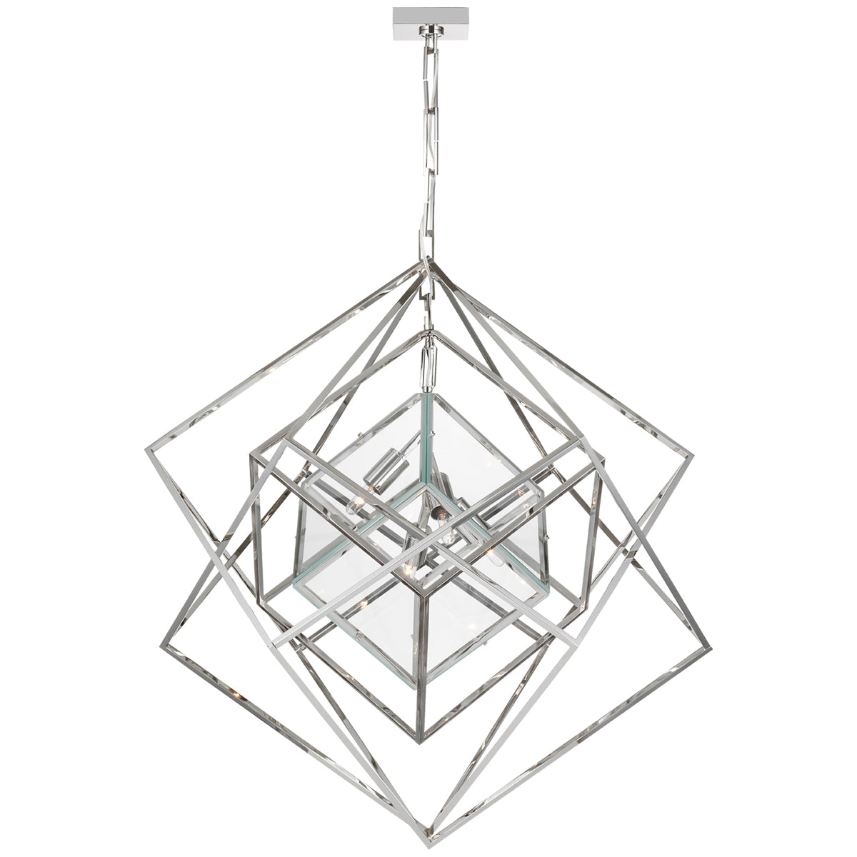 Visual Comfort Cubist Medium Chandelier with Clear Glass