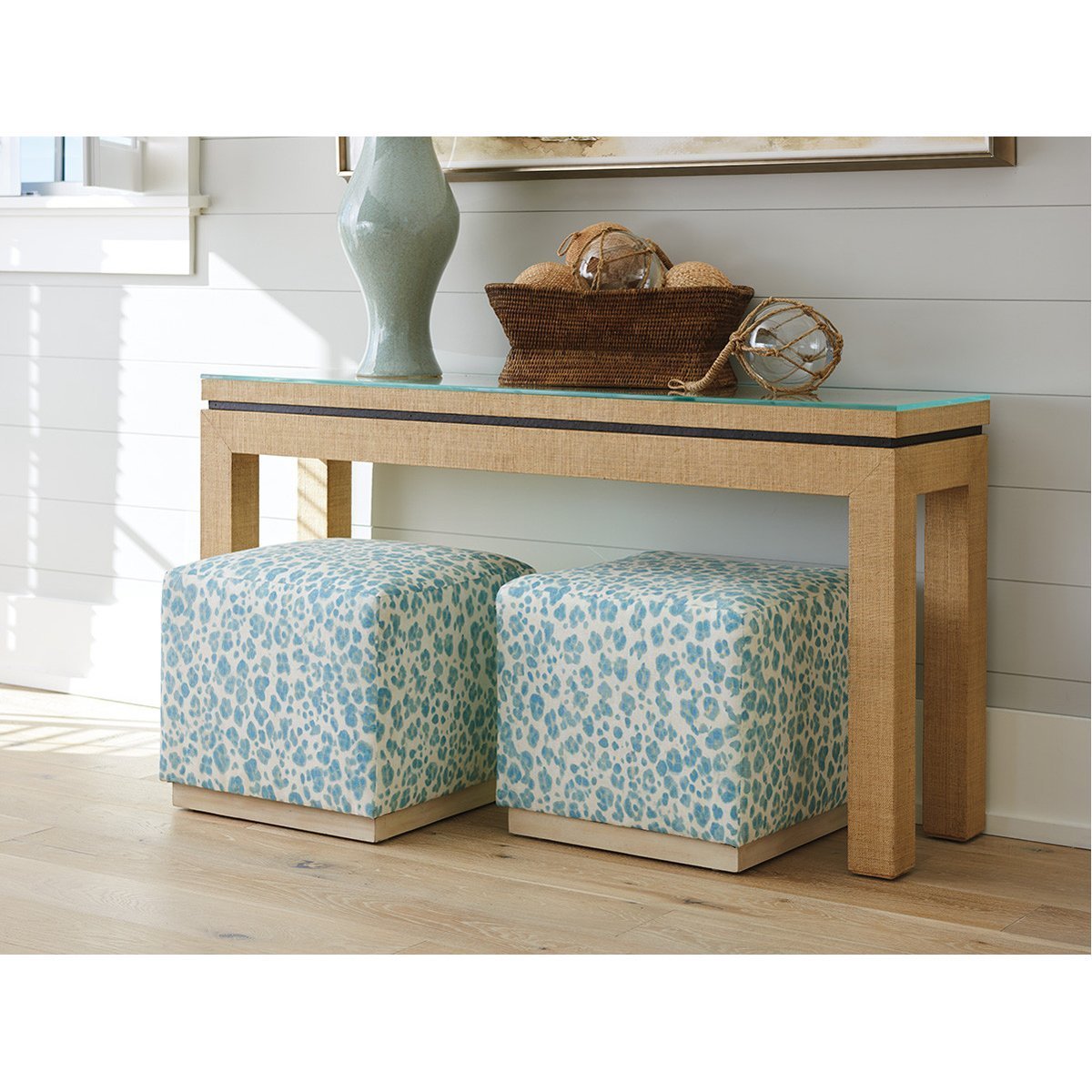 Lexington Barclay Butera Newport Harbor Raffia Console Table