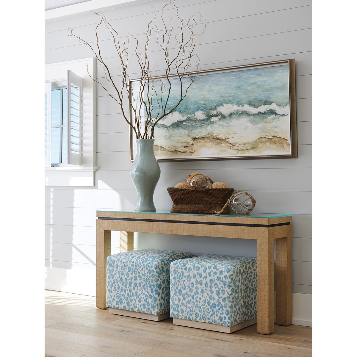 Lexington Barclay Butera Newport Harbor Raffia Console Table