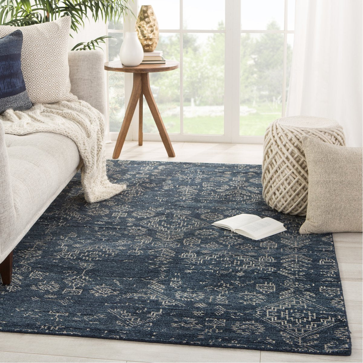 Jaipur Liberty Azuma Tribal Dark Blue Light Gray LIB10 Rug