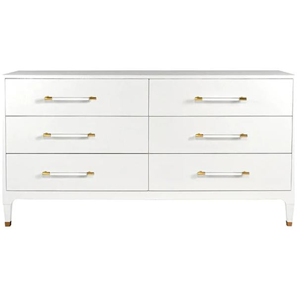 Worlds Away Maren Six Drawers Chest in White Linen