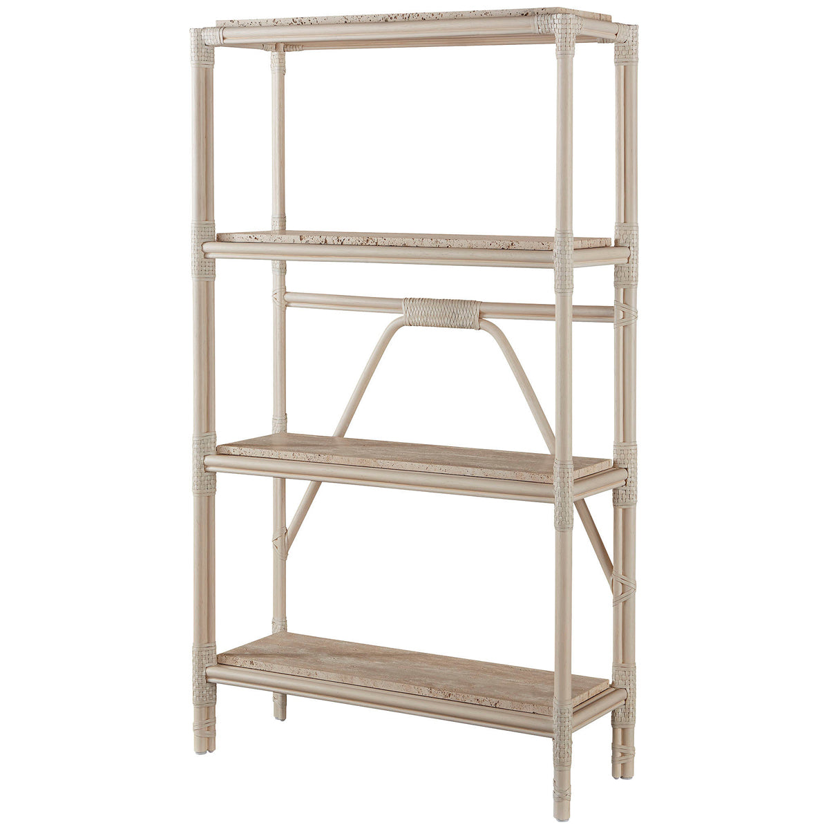 Baker Furniture Lattice Etagere with Travertine Shelves MCA1595