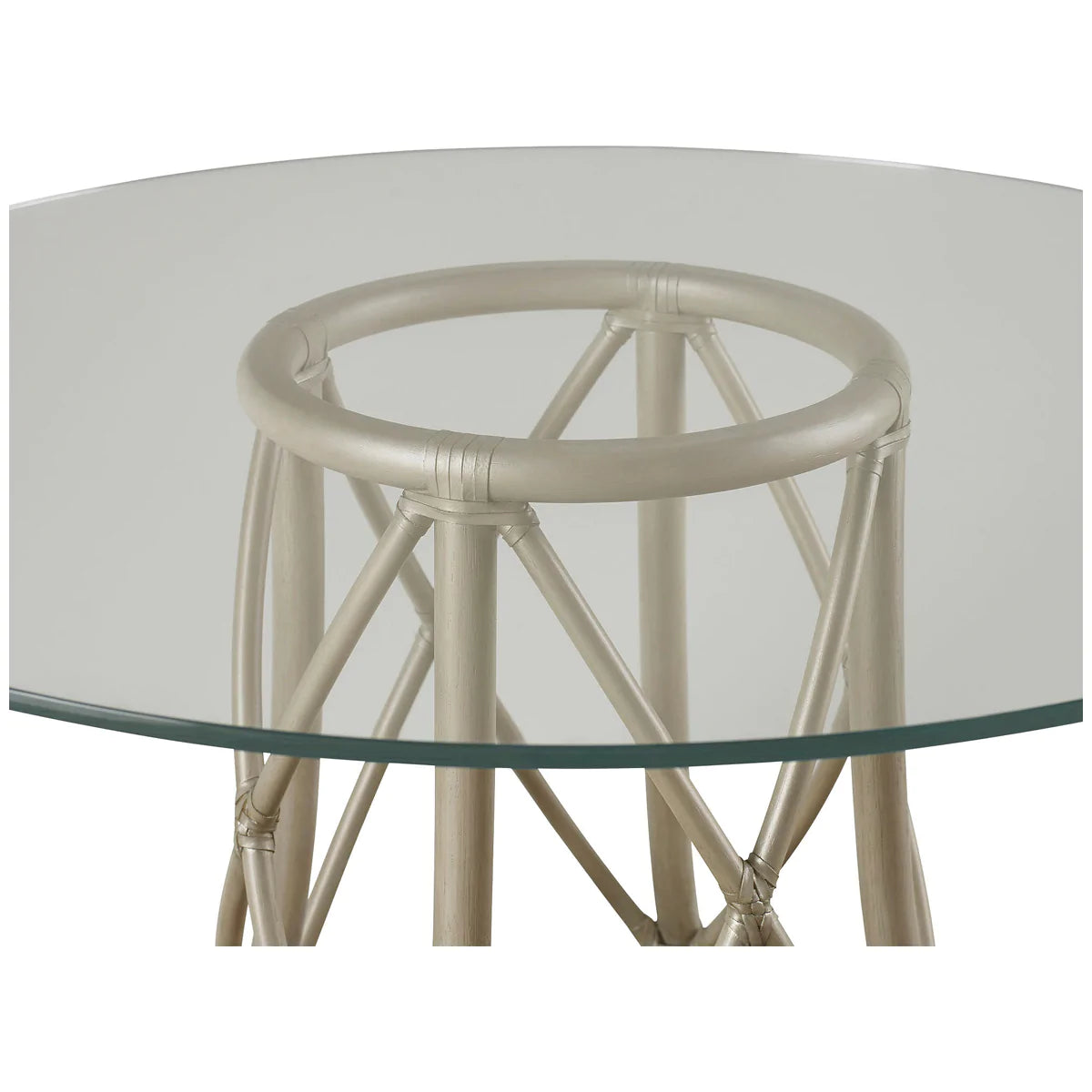 Baker Furniture Gondola 48&quot; Round Dining Table MCA3034, Salt Metallic