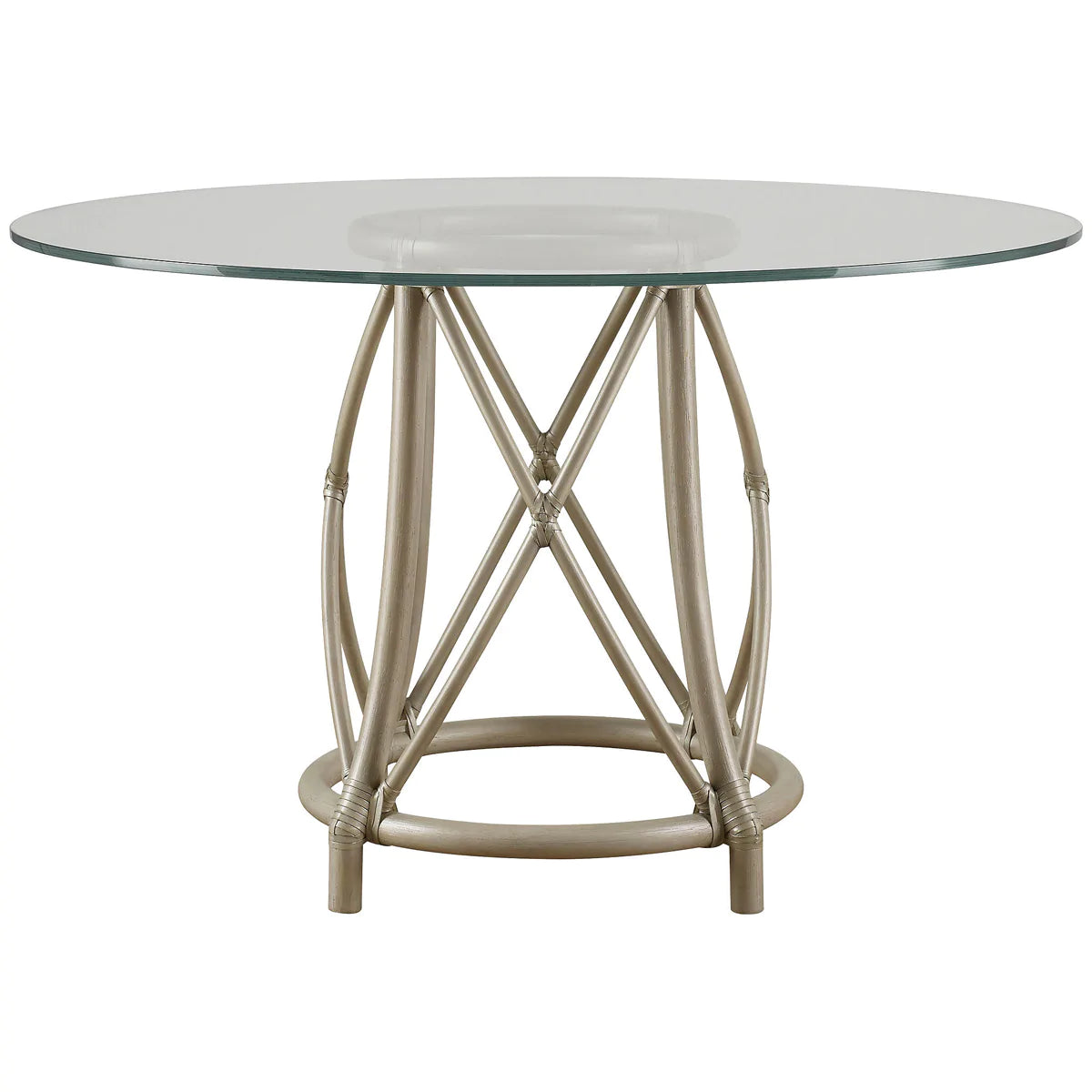 Baker Furniture Gondola 48&quot; Round Dining Table MCA3034, Salt Metallic