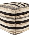 Jaipur Mandolin Meknes Stripes Textured Black Cream MDL01 Pouf