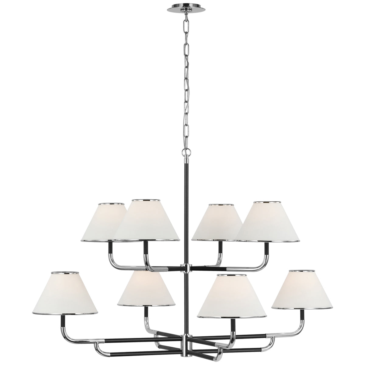 Visual Comfort Rigby Grande 2-Tier Chandelier with Linen Shade