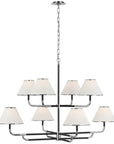 Visual Comfort Rigby Grande 2-Tier Chandelier with Linen Shade