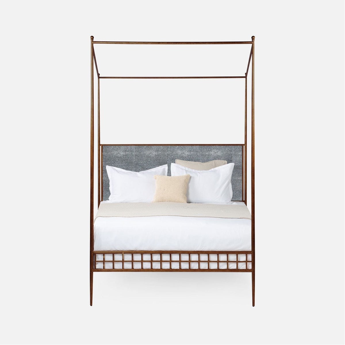 Made Goods Hamilton Textured Iron Canopy Bed in Havel Velvet