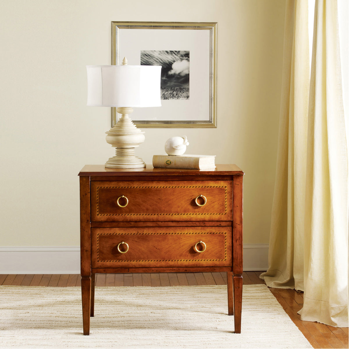 Modern History 2-Drawer Fruitwood Commode