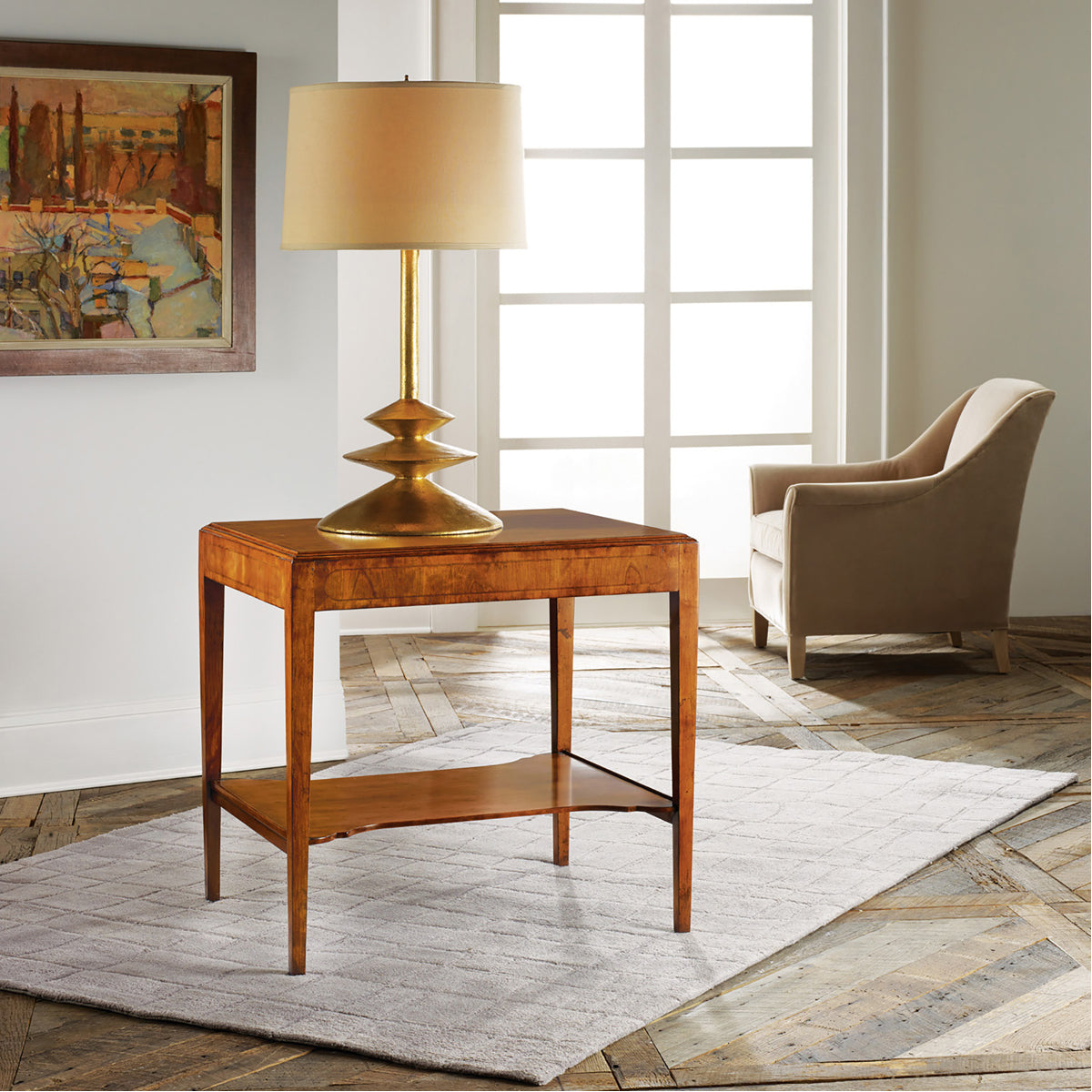 Modern History Large Georgian End Table - Fruitwood Veneer