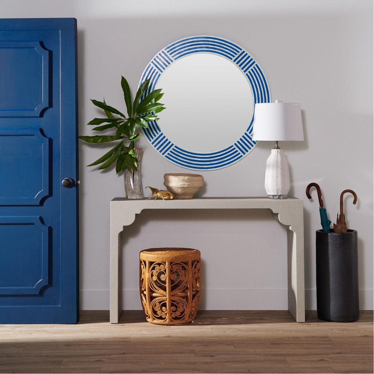 Made Goods Athena Nautical Striped Round Mirror