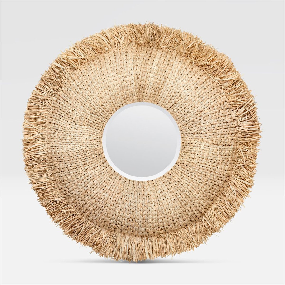 Made Goods Casey Raffia Fringe Round Mirror