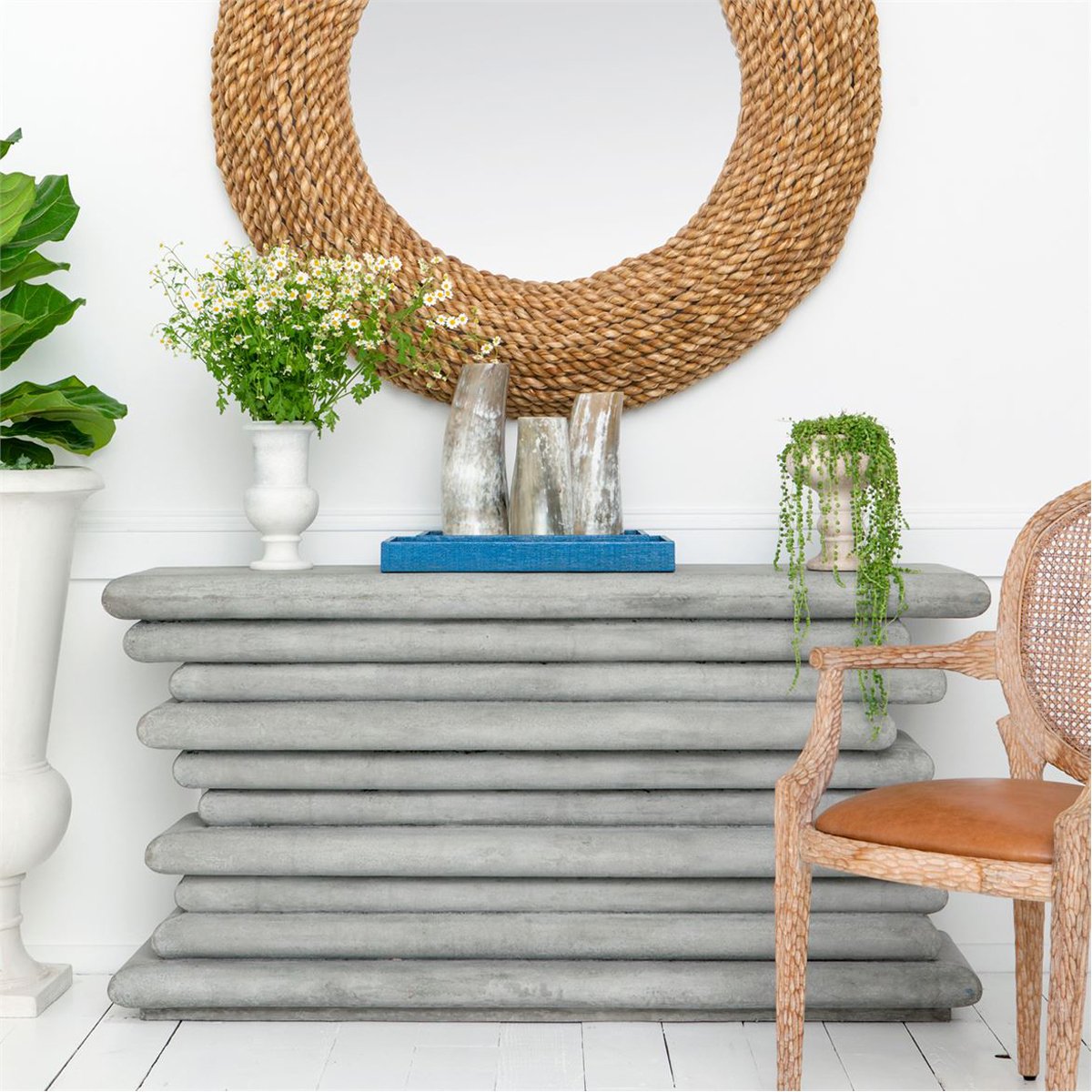 Made Goods Cohen Round Roped Seagrass Mirror