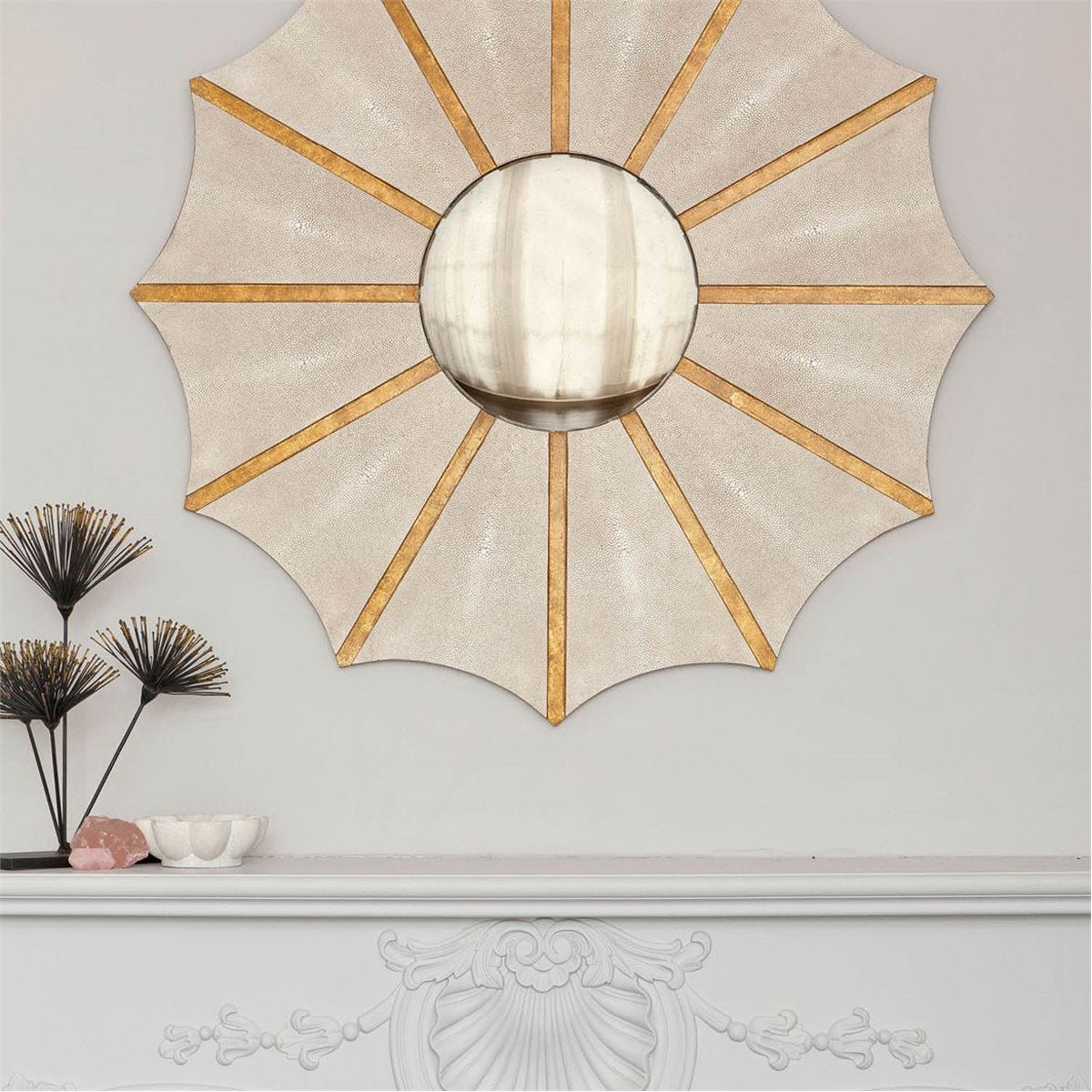 Made Goods Daniela &#39;70s Vintage Faux Shagreen Starburst Mirror