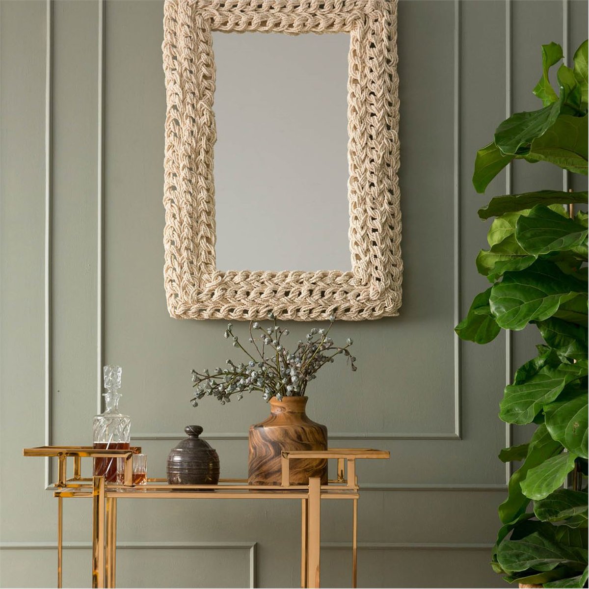 Made Goods Inga Natural Knotted Coco Beads Mirror