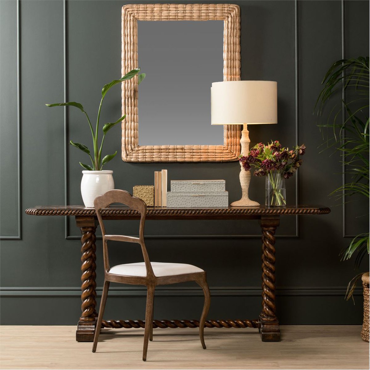 Made Goods Keegan Pristine Shagreen Profile Mirror with Border