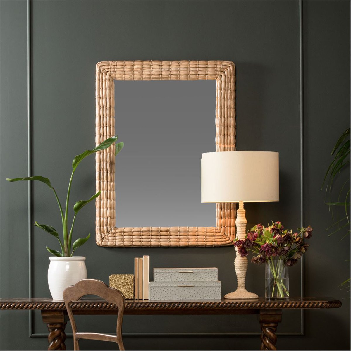 Made Goods Keegan Pristine Shagreen Profile Mirror with Border