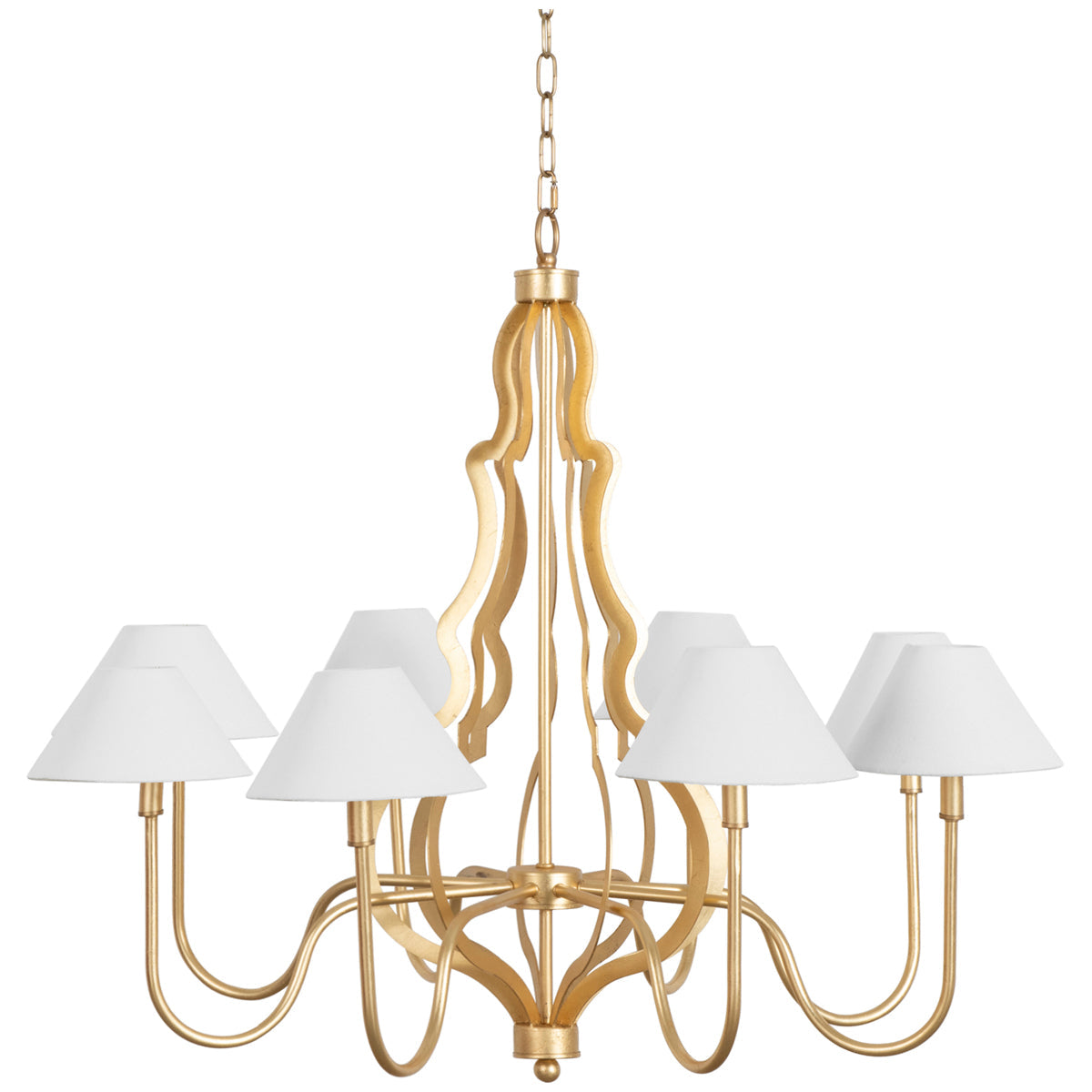 Worlds Away 8-Light Iron Arabesque Gold Leaf Chandelier