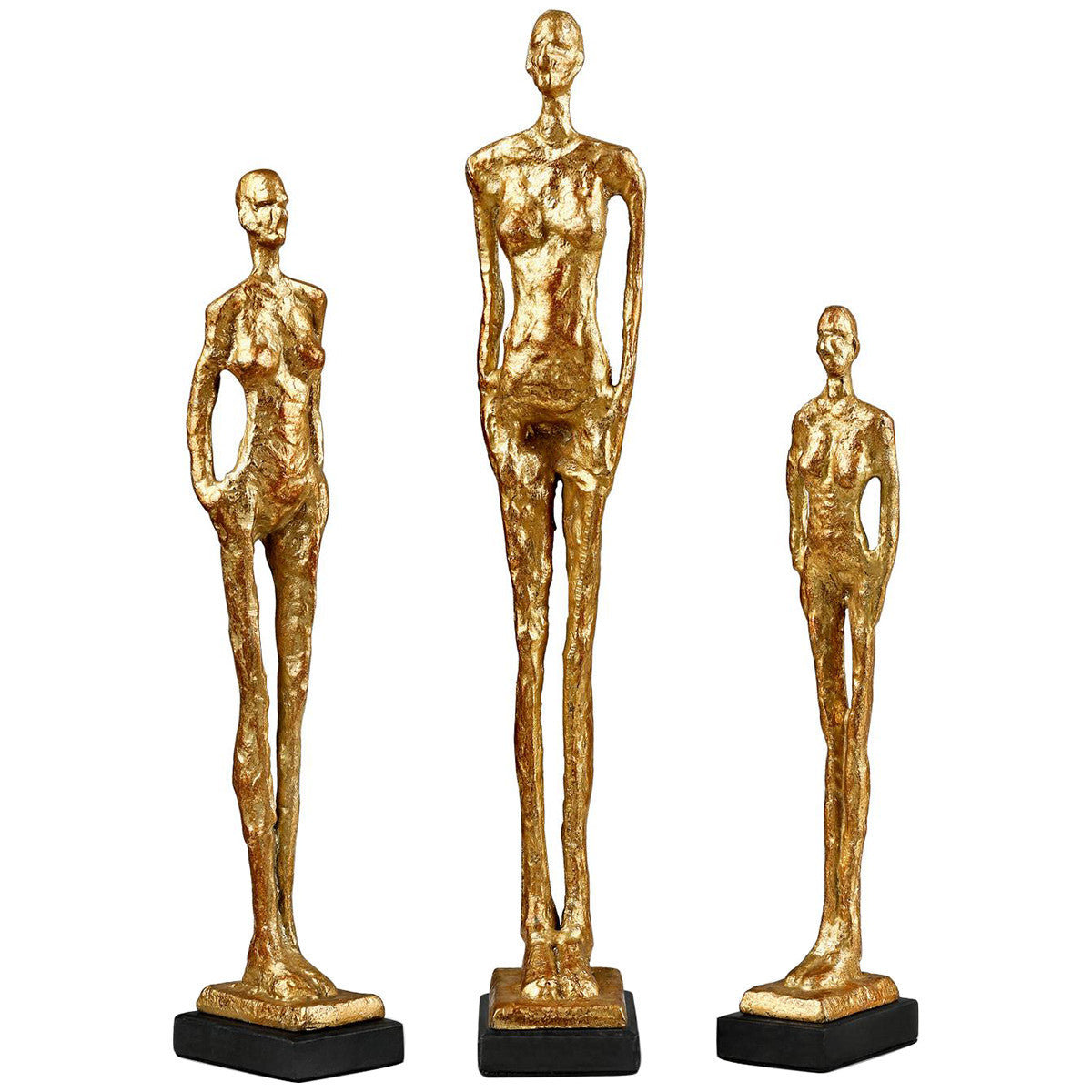 Villa &amp; House Miles Statues  Set of 3 Statues in Gold