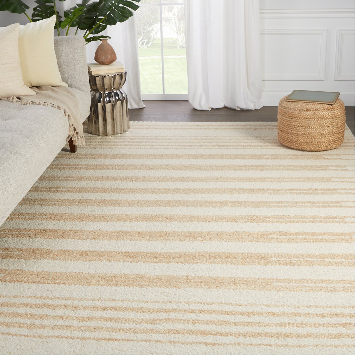 Jaipur Mendoza Lomita Stripes Tribal Light Tan Cream MND02 Rug