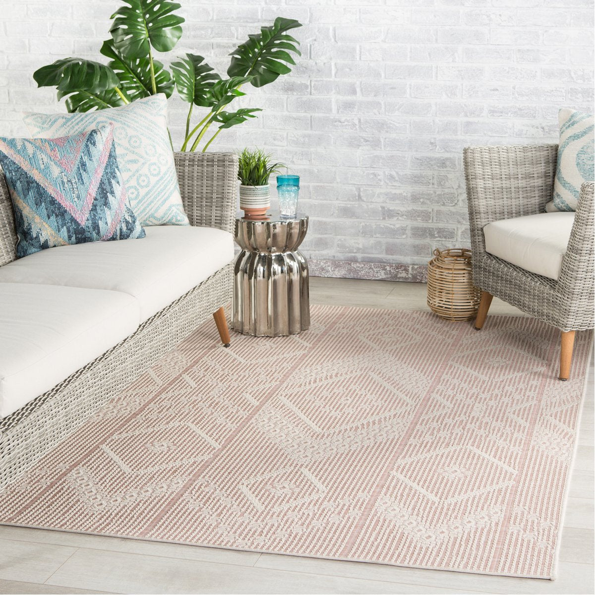 Jaipur Monteclair Shiloh Tribal Geometric Light Pink Cream MOC06 Rug