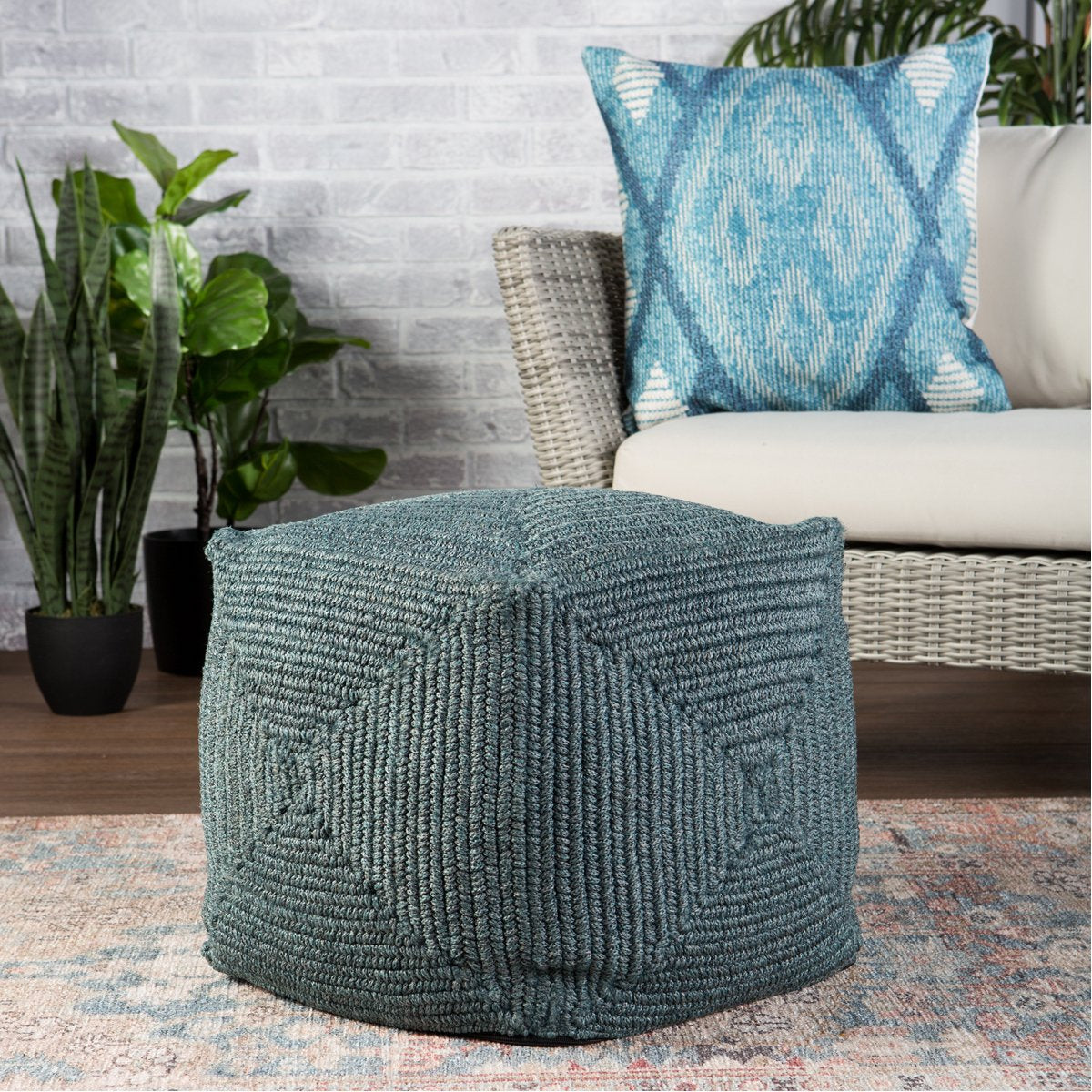 Jaipur Montauk Bridgehampton Solid Teal MOT04 Cube Pouf