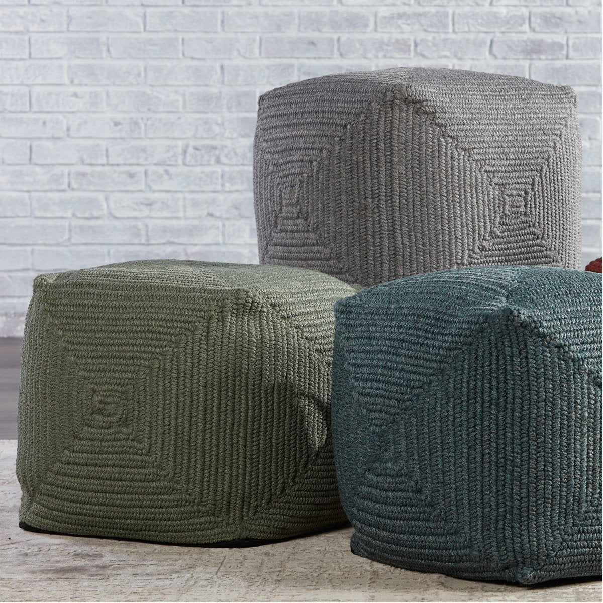 Jaipur Montauk Bridgehampton Solid Green MOT05 Cube Pouf