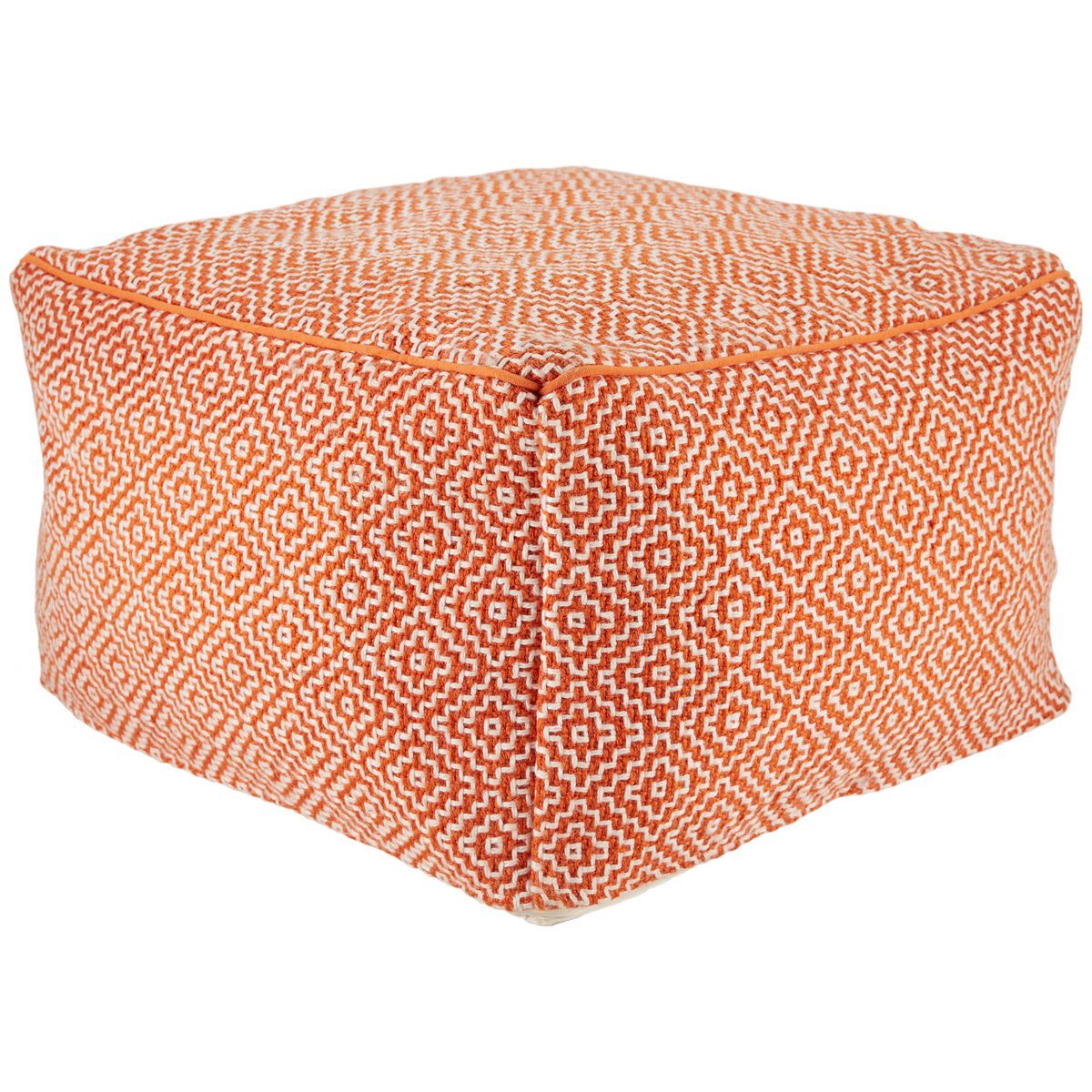 Jaipur Merida Loranca Trellis Geometric Orange White MRD02 Pouf