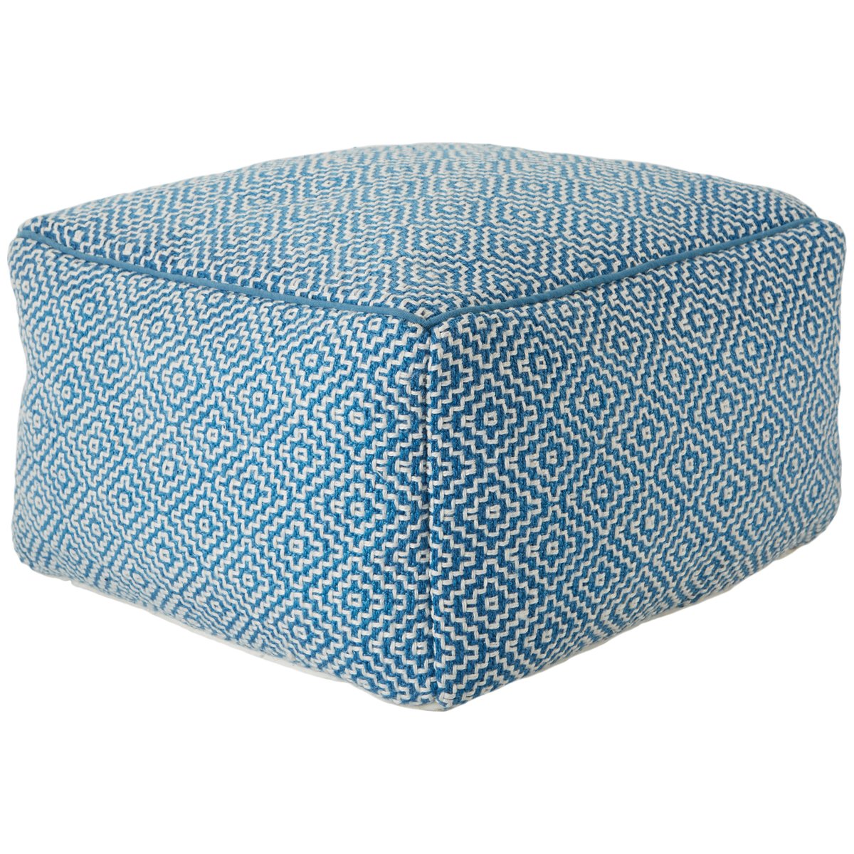 Jaipur Merida Loranca Trellis Geometric Blue White MRD03 Pouf