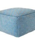 Jaipur Merida Loranca Trellis Geometric Blue White MRD03 Pouf