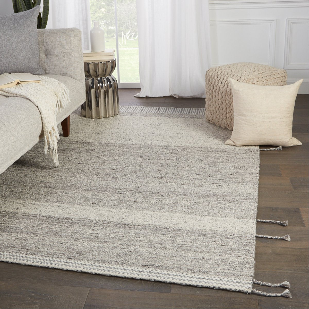 Jaipur Nazca Coolidge Stripes Border Gray NAZ02 Rug