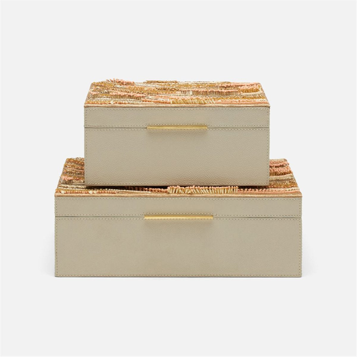 Made Goods Amaree Wavy Leather Beads Box, 2-Piece Set