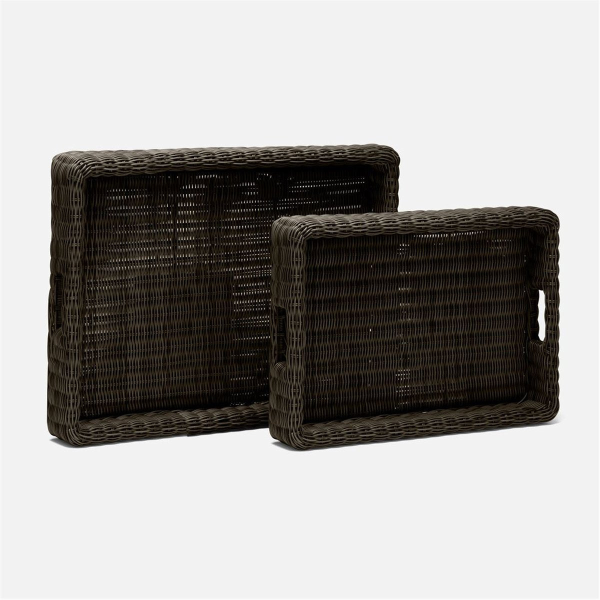 Made Goods Avani Faux Wicker Outdoor Tray, 2-Piece Set