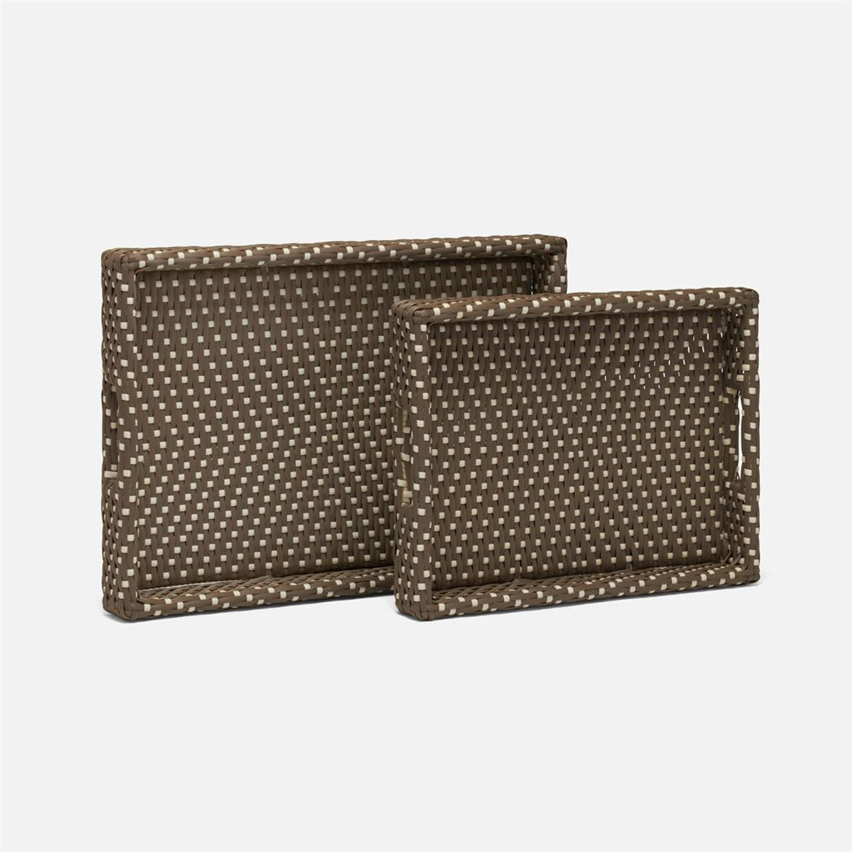 Made Goods Avanna High-Contrast Faux Wicker Outdoor Tray, 2-Piece Set