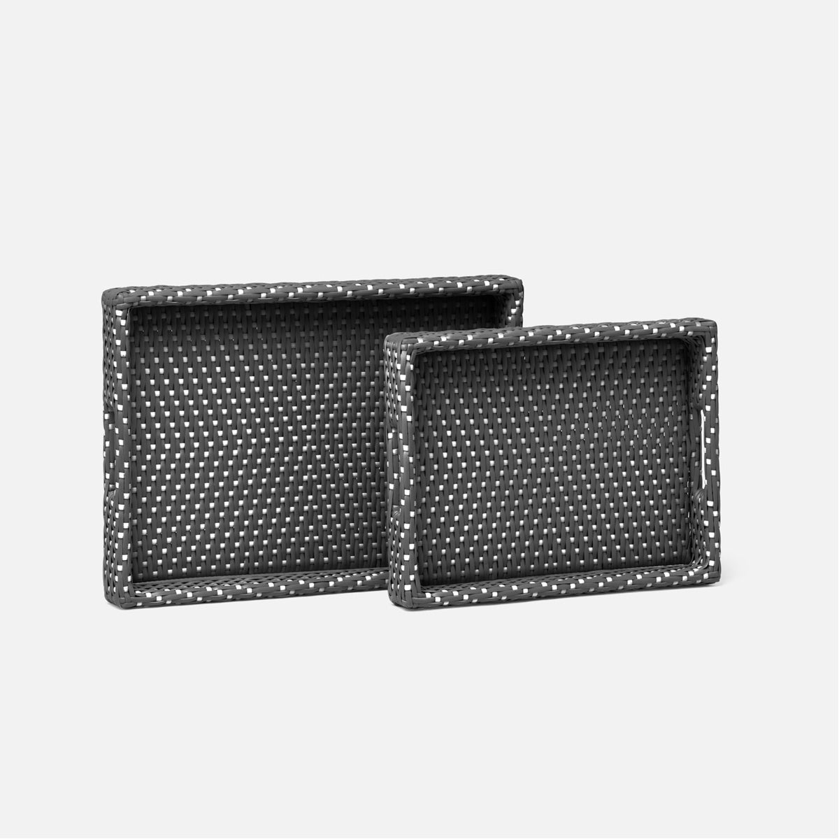 Made Goods Avanna High-Contrast Faux Wicker Outdoor Trays, 2-Piece Set