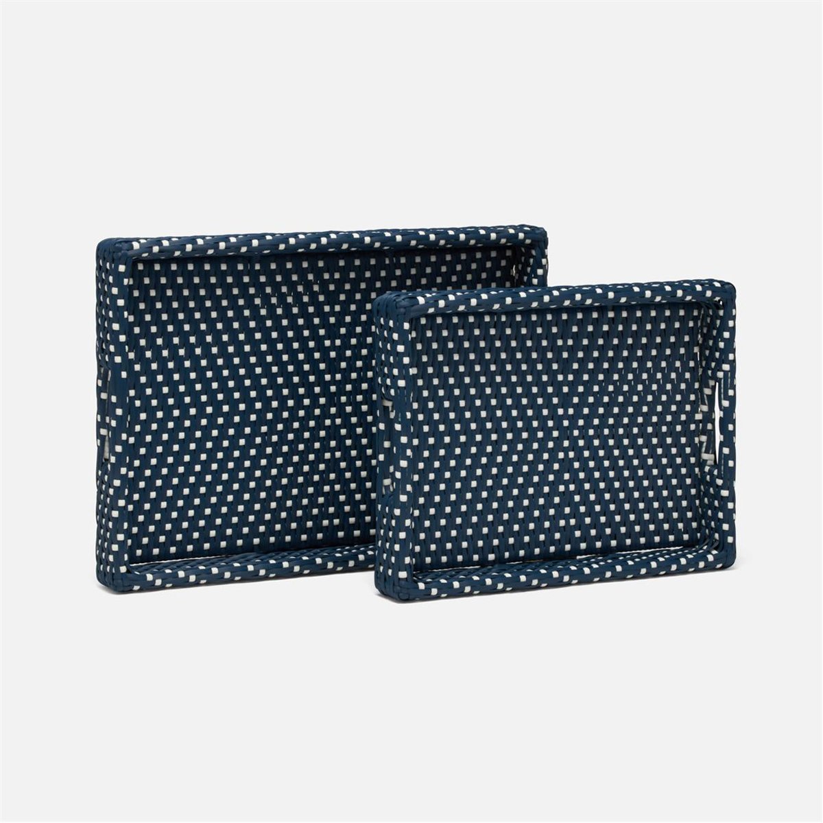 Made Goods Avanna High-Contrast Faux Wicker Outdoor Tray, 2-Piece Set