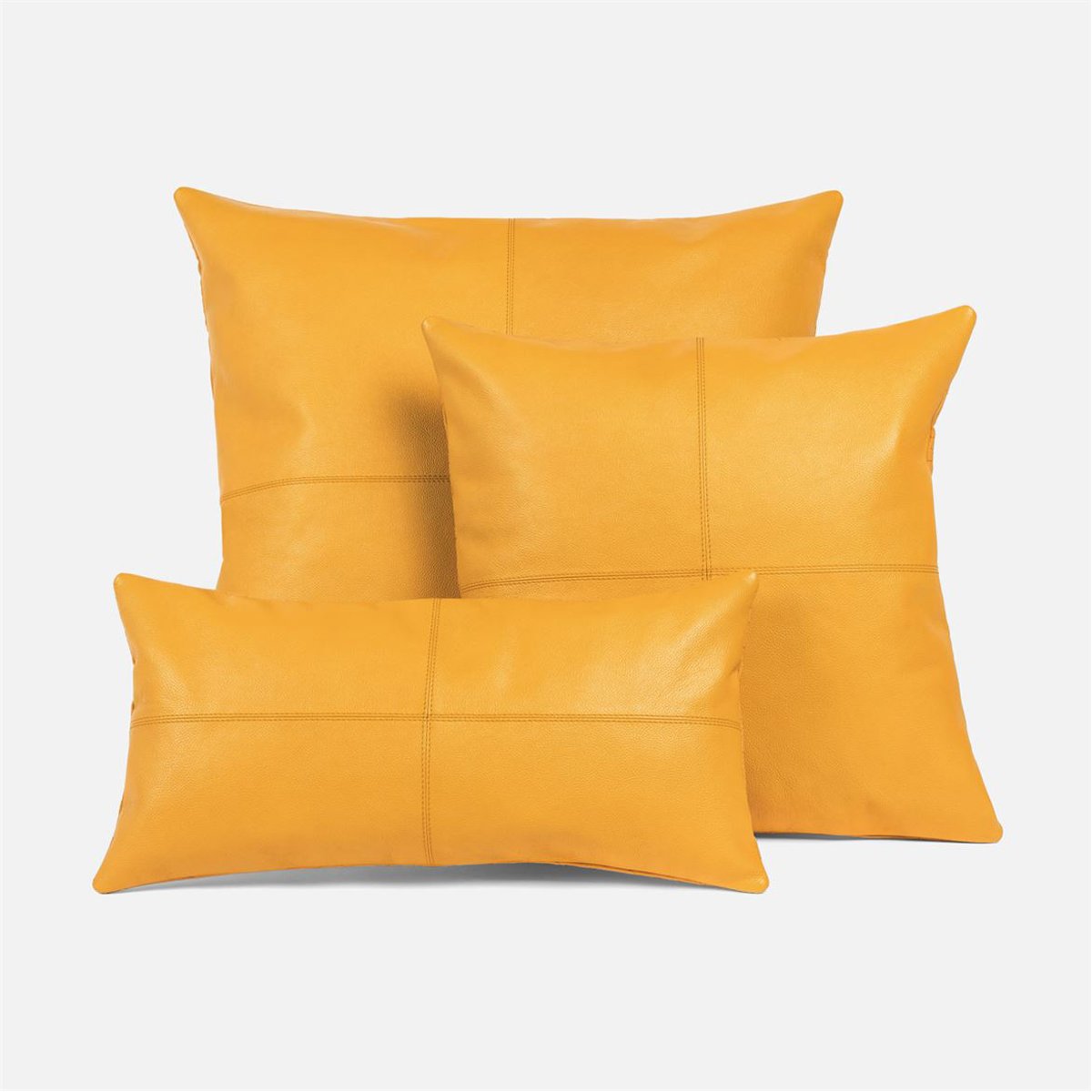 Made Goods Blakely Marigold Full-Grain Leather Pillows, Set of 2