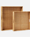 Made Goods Cadie Flat Rattan Square Trays, 2-Piece Set