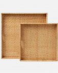 Made Goods Cadie Flat Rattan Square Trays, 2-Piece Set