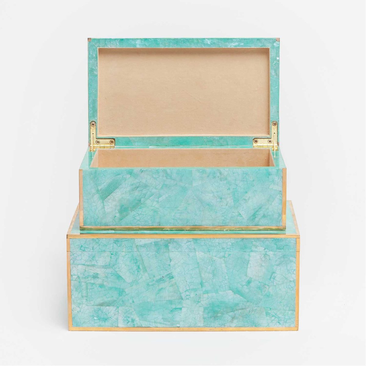 Made Goods Erin Turquoise Hammered Shell Box, 2-Piece Set