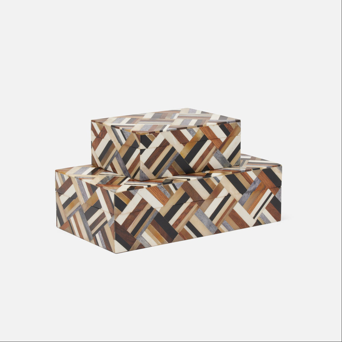 Made Goods Hunter Mosaic Horn Box, 2-Piece Set