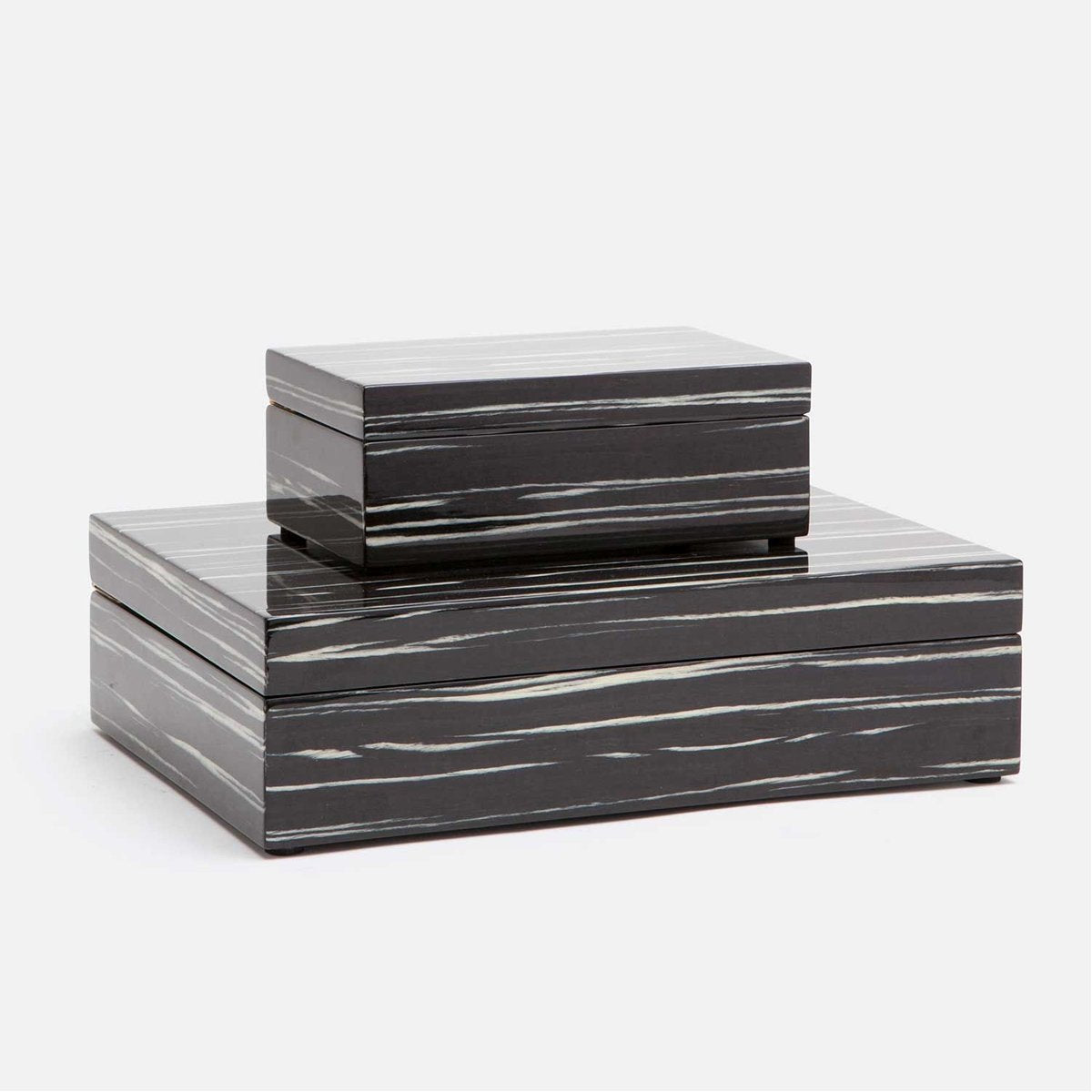 Made Goods Laria Black and White Veneer Box, 2-Piece Set