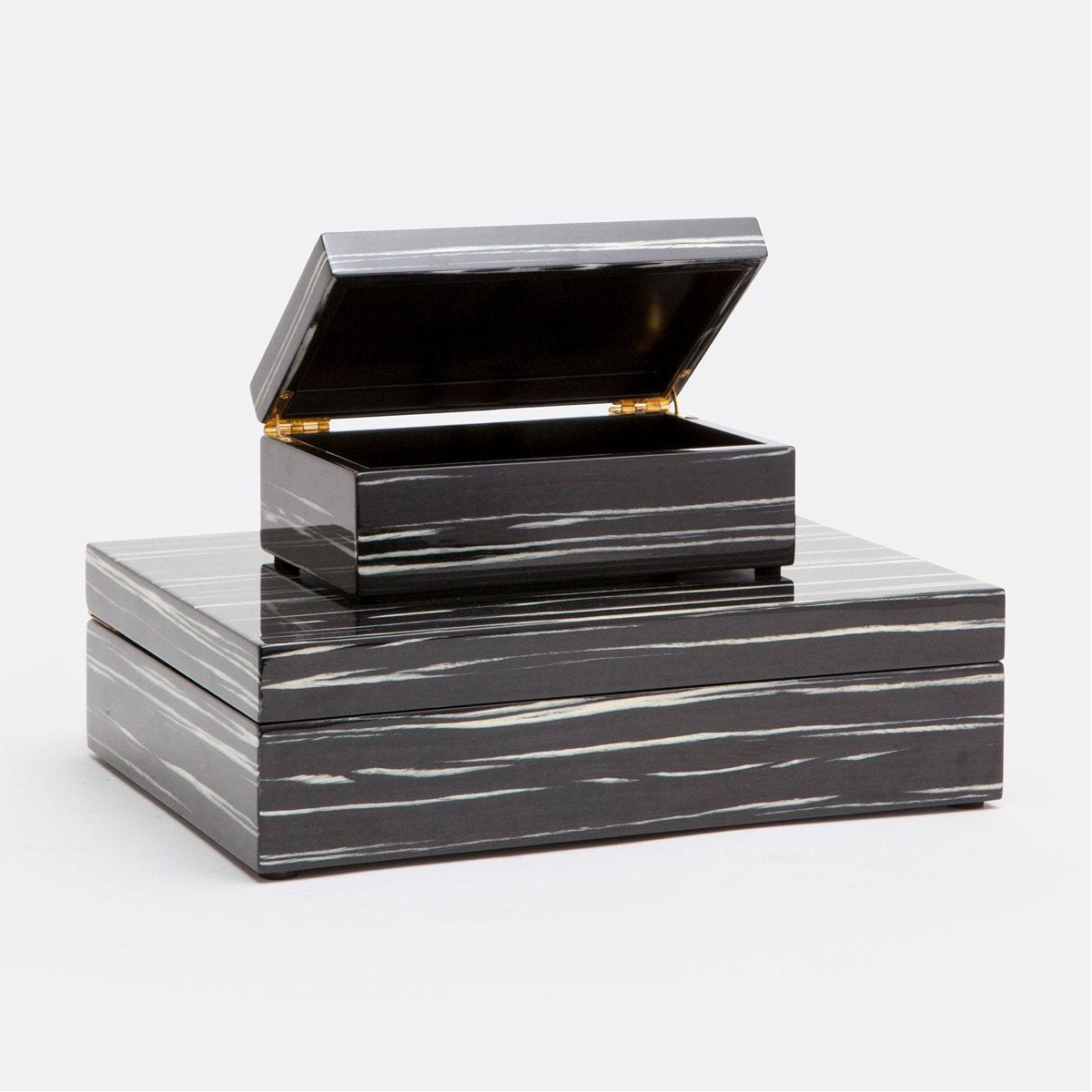 Made Goods Laria Black and White Veneer Box, 2-Piece Set