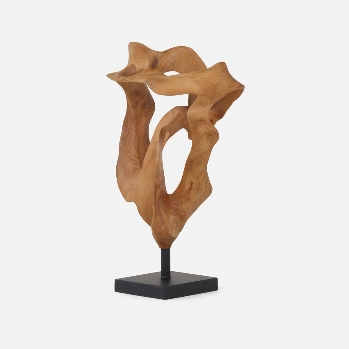 Made Goods Marcianus Natural Teak 20-Inch Sculpture on Metal Base