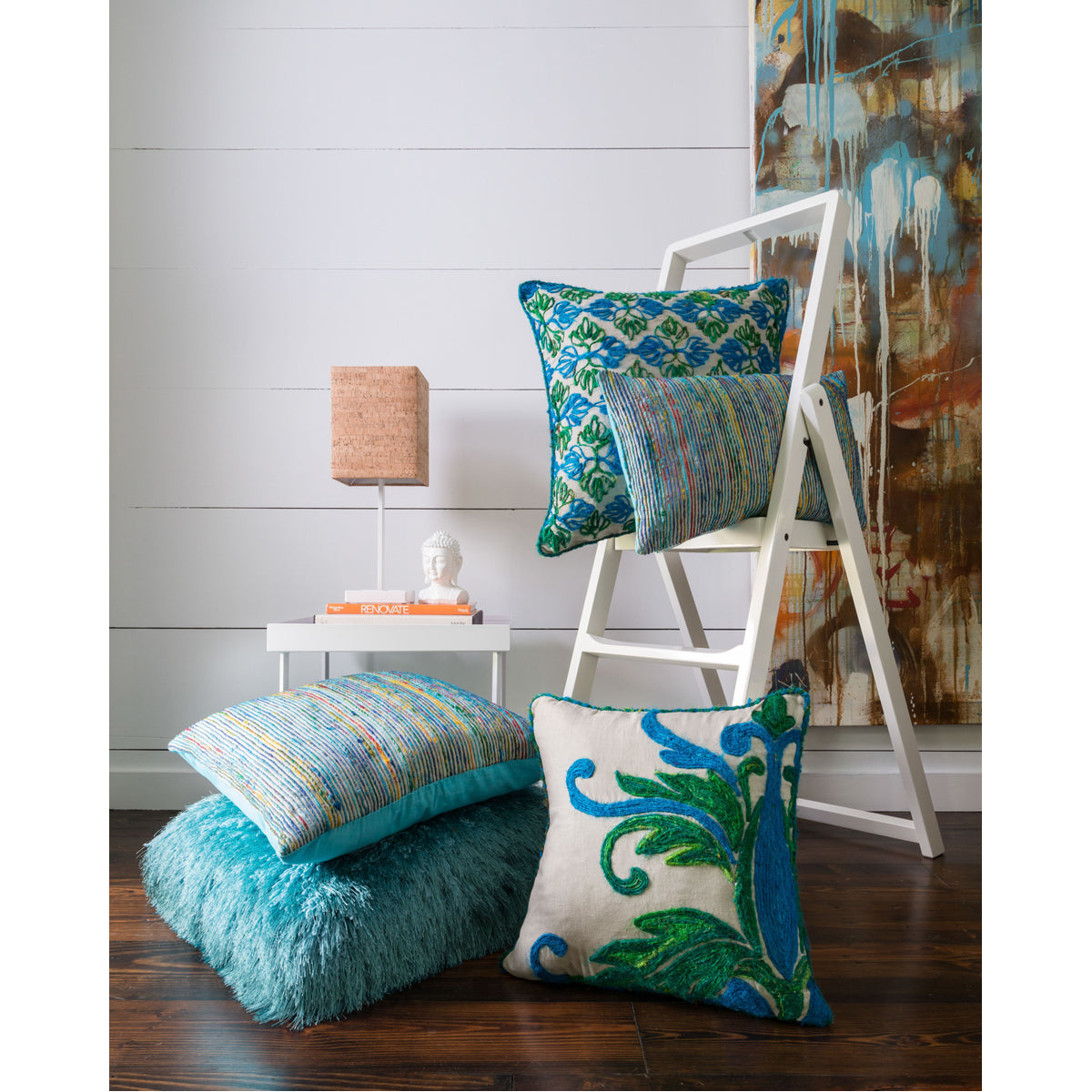 Loloi P0232 Green Blue Pillow, Set of 2