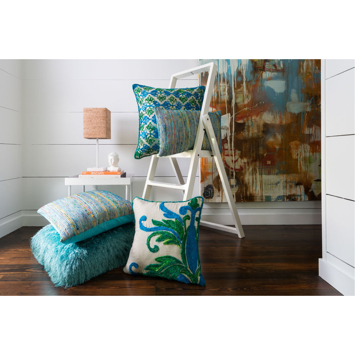 Loloi P0232 Green Blue Pillow, Set of 2