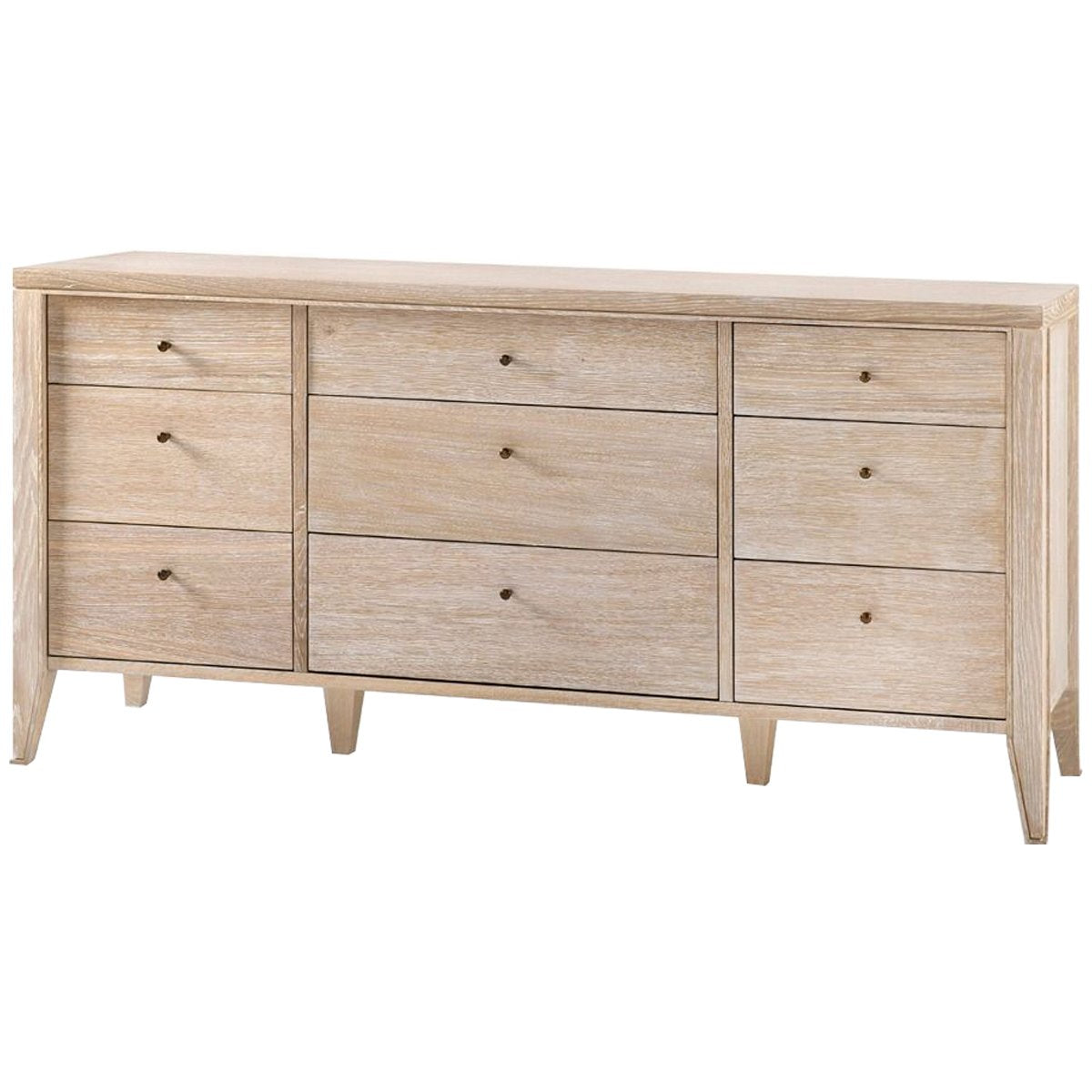 Villa &amp; House Paola Extra Large 9-Drawer Dresser, Bleached Cerused Oak