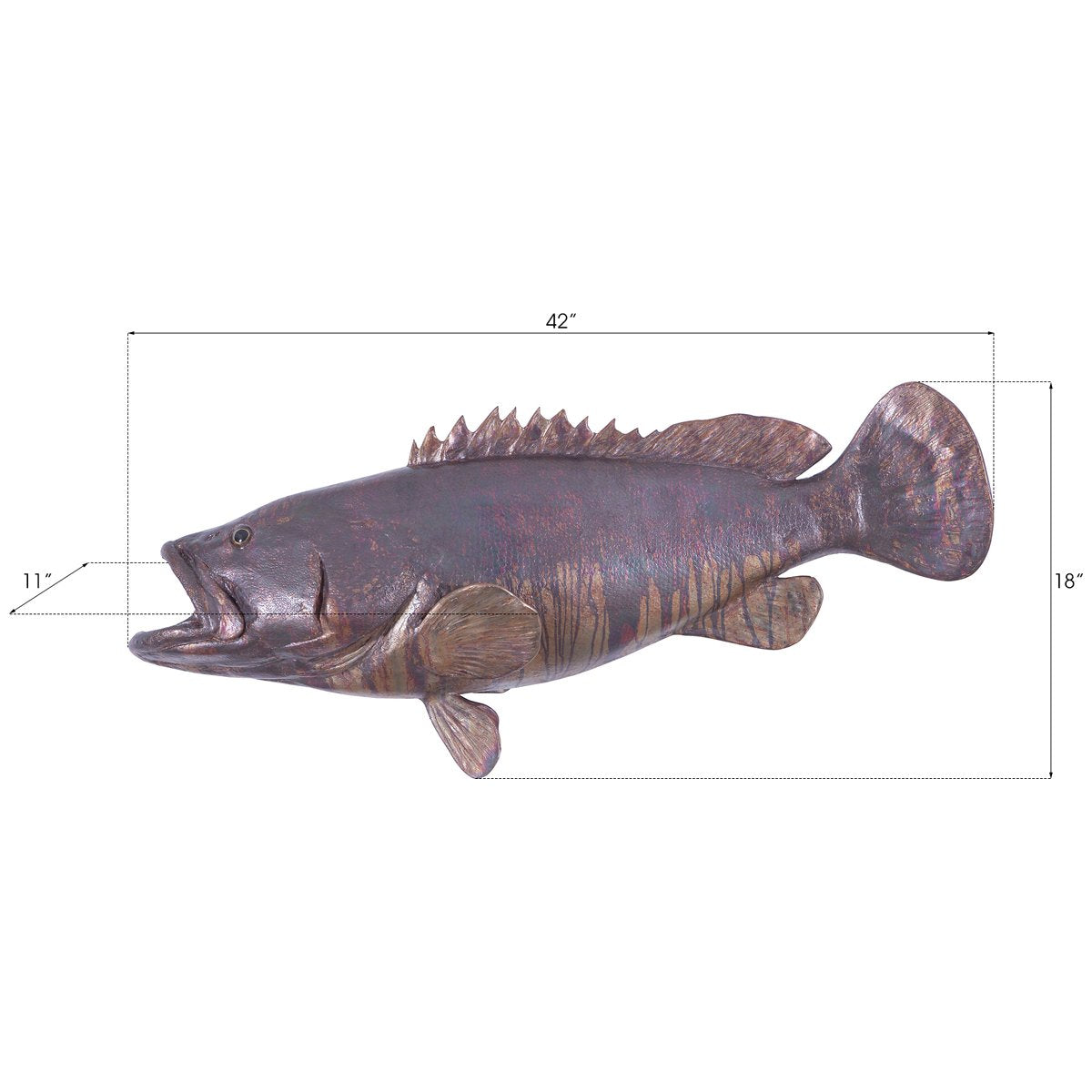 Phillips Collection Estuary Cod Fish Wall Sculpture, Copper Patina