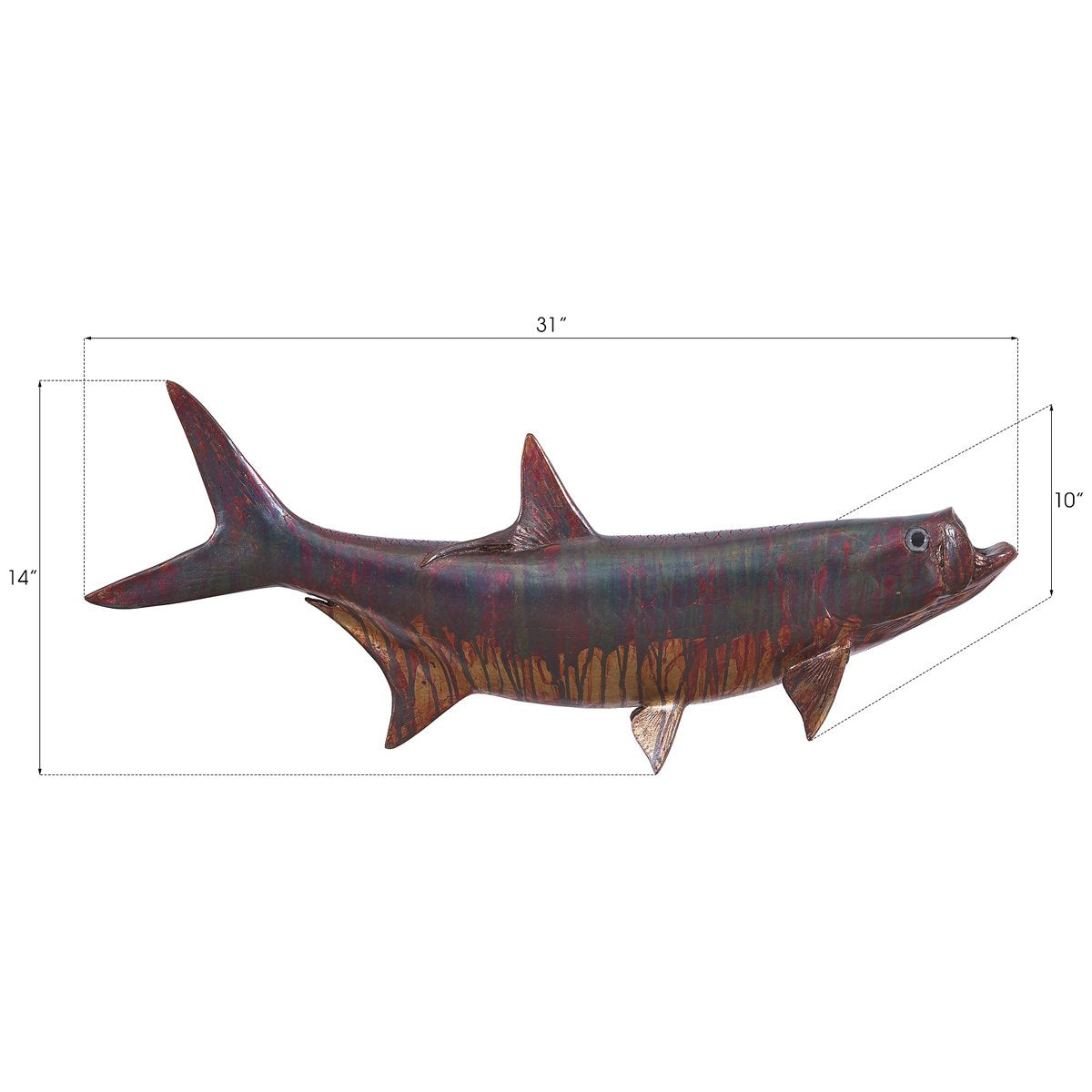 Phillips Collection Tarpon Fish Wall Sculpture, Copper Patina