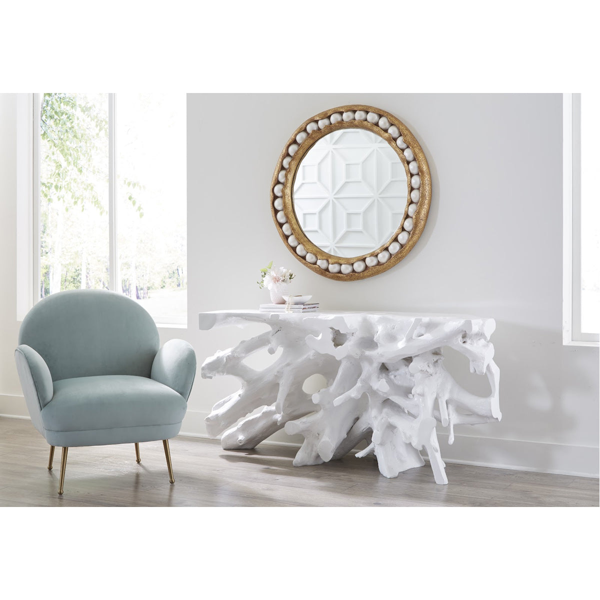 Phillips Collection Pearl Round Gold Mirror